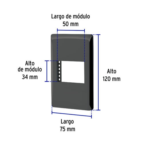 47871 - Placa negra de 1 ventana 1.5 módulos, línea Lisboa, Volteck