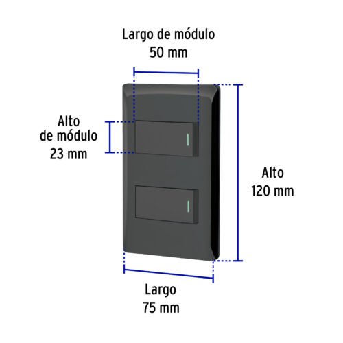 47887 - Placa armada negra con 2 interruptores 1 módulo, Lisboa
