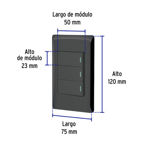 47890 - Placa armada negra 2 interruptores 1 de 3 vías 1 mód,Lisboa