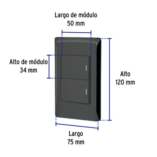 47893 - Placa armada negra 2 interruptores 1.5 módulos, Lisboa