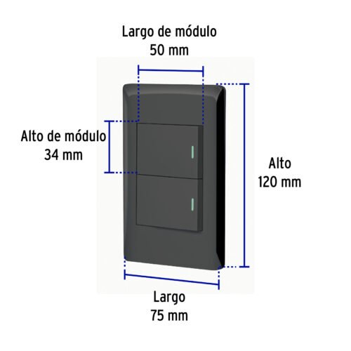 47894 - Placa armada negra 1 interruptor y 1 de 3vías 1.5mód,Lisboa