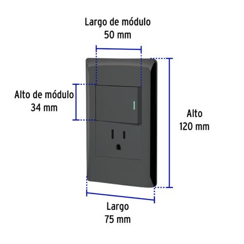 478992 47899 - Placa armada negra interruptor y contacto 1.5 mód, Lisboa