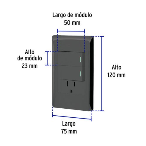 47900 - Placa armada negra 2 interruptores y contacto 1 mód,Lisboa