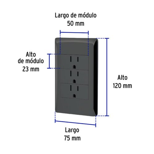 47903 - Placa armada negra 3 contactos 1 módulo, Lisboa, Volteck