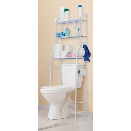 47907 - Mueble organizador blanco para baño con 3 repisas, Foset