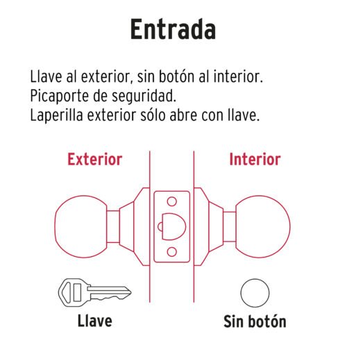 47909 - Cerradura pomo, negro, esfera, entrada, HERMEX