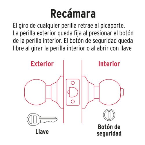 47910 - Cerradura pomo, negro, esfera, recámara, HERMEX
