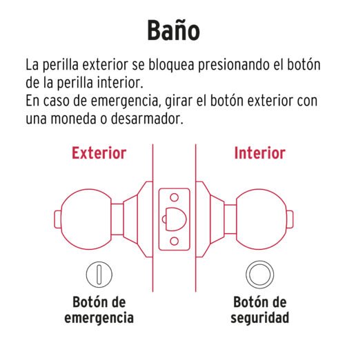 47911 - Cerradura pomo, negro, esfera, baño, HERMEX