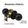 47911 - Cerradura pomo, negro, esfera, baño, HERMEX