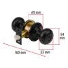 47912 - Cerradura pomo, negro, oval, entrada, HERMEX