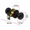 47913 - Cerradura pomo, negro, oval, recámara, HERMEX