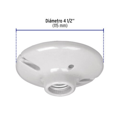 47915 - Portalámpara de porcelana, 4-1/2", redonda, a granel Volteck