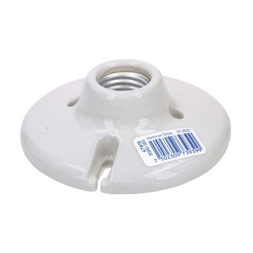 47915 - Portalámpara de porcelana, 4-1/2", redonda, a granel Volteck