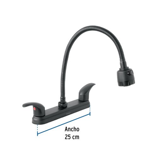 479173 47917 - Mezcladora 8" p/fregadero, flexible, palanca, negro, Aqua