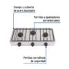 479201 47920 - Parrilla de gas de sobreponer 3 quemadores, inox, Foset