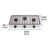 479202 47920 - Parrilla de gas de sobreponer 3 quemadores, inox, Foset