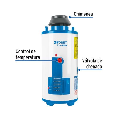 479221 47922 - Calentador de paso, rápida recup, 9L, 2 serv, gas LP, Foset