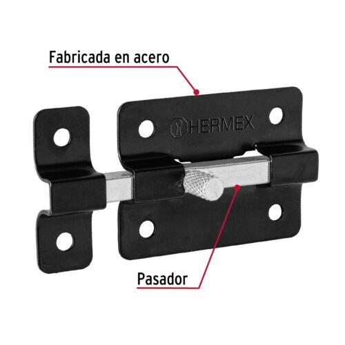 479281 47928 - Pasador de barra plana 2", negro, HERMEX