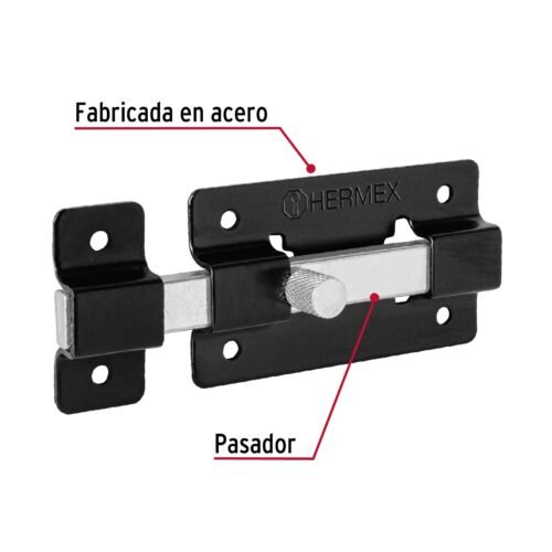 47929 - Pasador de barra plana 3", negro, HERMEX