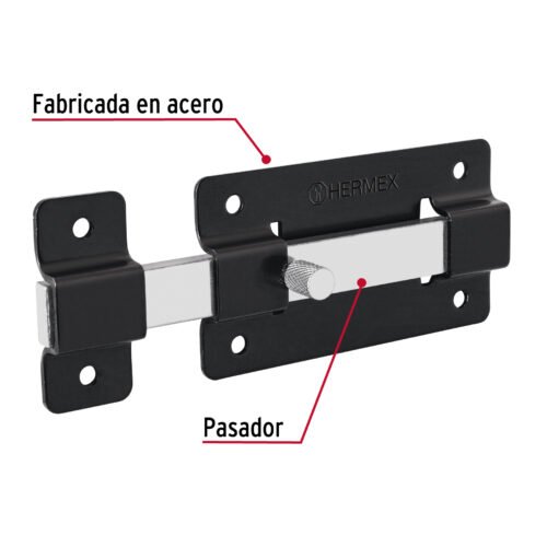 47930 - Pasador de barra plana 4", negro, HERMEX