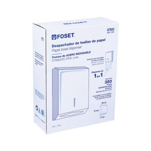 47933 - Dispensador de acero inox. para toallas de papel, Foset
