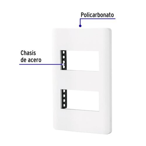 47937 - Placa blanca de 2 ventanas 1 módulo, línea Lisboa, Volteck