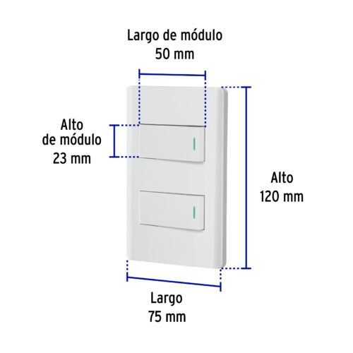 47955 - Placa armada blanca 1 interruptor y 1 de 3 vías 1 mód, Lisbo