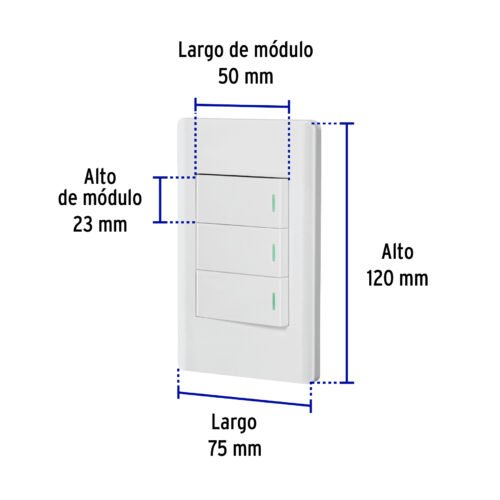 47956 - Placa armada blanca 3 interruptores 1 módulo, Lisboa