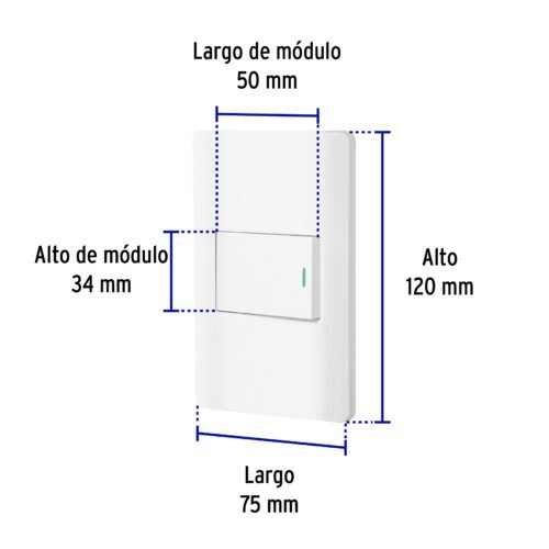47959 - Placa armada blanca 1 interruptor de 3 vías 1.5 mód, Lisboa
