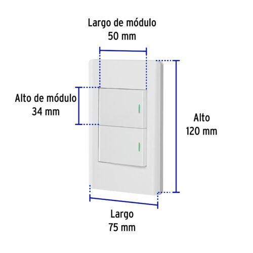 479612 47961 - Placa armada blanca 1 interruptor y 1 de 3vías 1.5mód, Lisbo