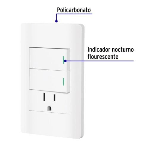 47967 - Placa armada blanca 2 interruptores y contacto 1 mód,Lisboa
