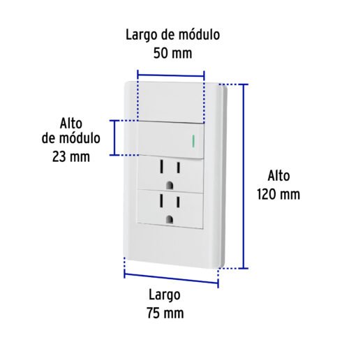 47968 - Placa armada blanca interruptor y 2 contactos 1 mód, Lisboa