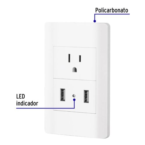 479711 47971 - Placa armada blanca contacto y 2 puertos USB 1.5 mód, Lisboa