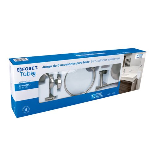 479733 47973 - Juego de 6 accesorios para baño acabado cromo, Foset Tubig