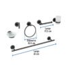47975 - Juego de 6 accesorios para baño acabado negro, Foset Tubig