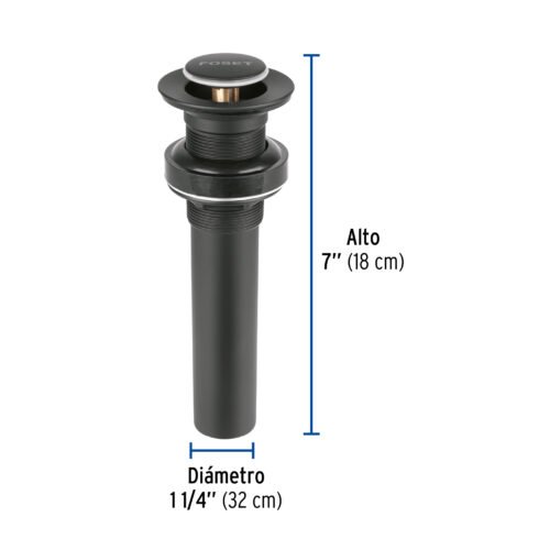 479822 47982 - Contra p/lavabo, 1-1/4", sin rebosadero, push, latón, negro