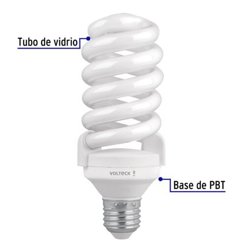 48004 - Pack 2 lámparas espiral T4 28 W luz de día, blíster, Volteck