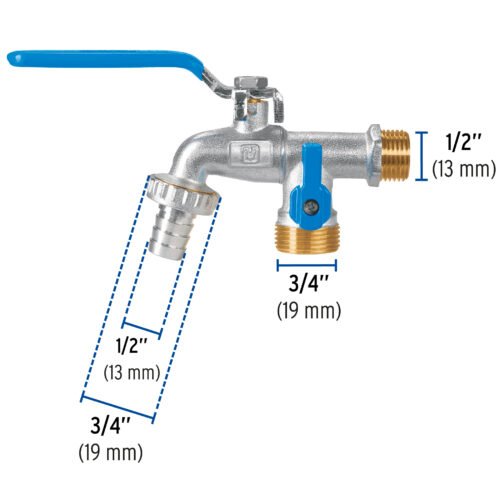 48060 - Llave de esfera doble salida 1/2" de latón, Foset