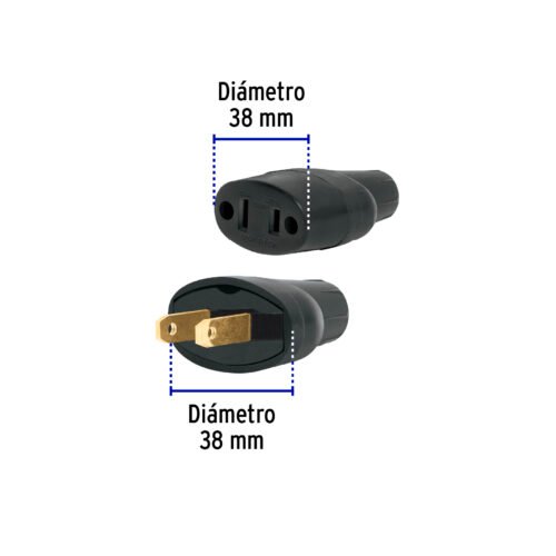 480742 48074 - Clavija y contacto de hule, bolsa con 2 pzas, Volteck
