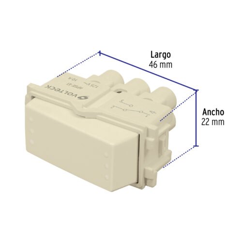 48083 - Interruptor de 3 vías, línea Italiana, color marfil, Volteck