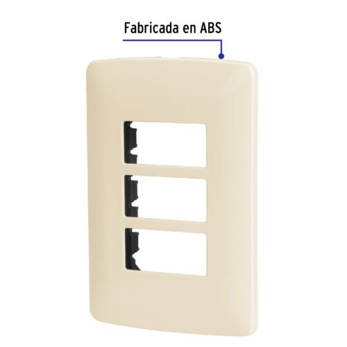 480901 48090 - Placa 3 módulos de ABS, línea Italiana, color marfil