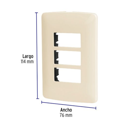 480902 48090 - Placa 3 módulos de ABS, línea Italiana, color marfil