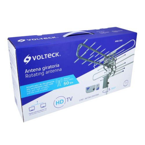 48115 - Antena aérea para TV HD, giratoria 360° con control, Volteck