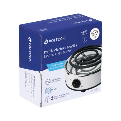 48125 - Parrilla eléctrica red. 1 quemador espiral, blanca, VOLTECK