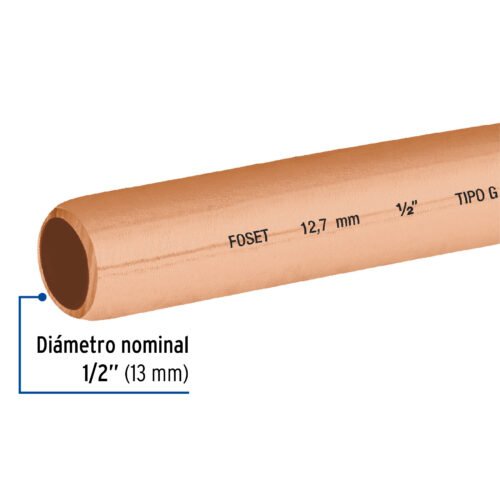 48158 - Tubo flexible de cobre 1/2", rollo de 15m, 3.7kg, FOSET