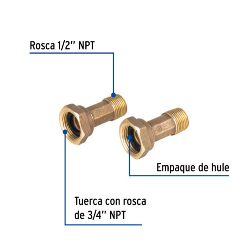 48159 - Juego de 2 niples para medidor de agua, 1/2 x 3/4", FOSET