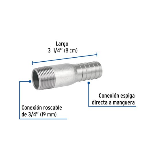 48176 48176 - Niple de acero galvanizado 3/4" tipo botella, Foset
