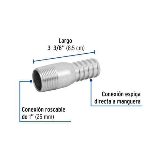 48177 - Niple de acero galvanizado 1" tipo botella, Foset
