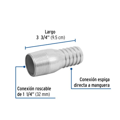 48178 - Niple de acero galvanizado 1-1/4" tipo botella, Foset