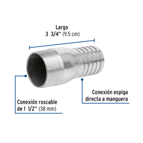 48179 48179 - Niple de acero galvanizado 1-1/2" tipo botella, Foset